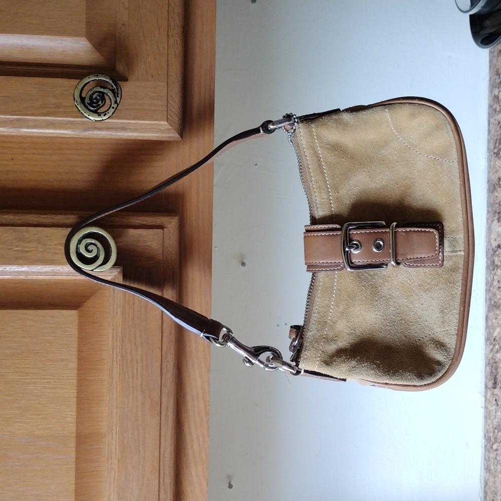 Tan Suede Coach Mini Shoulder Bag